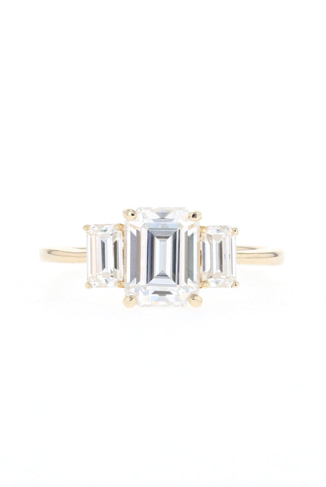 Emerald Cut Three Stone Ring