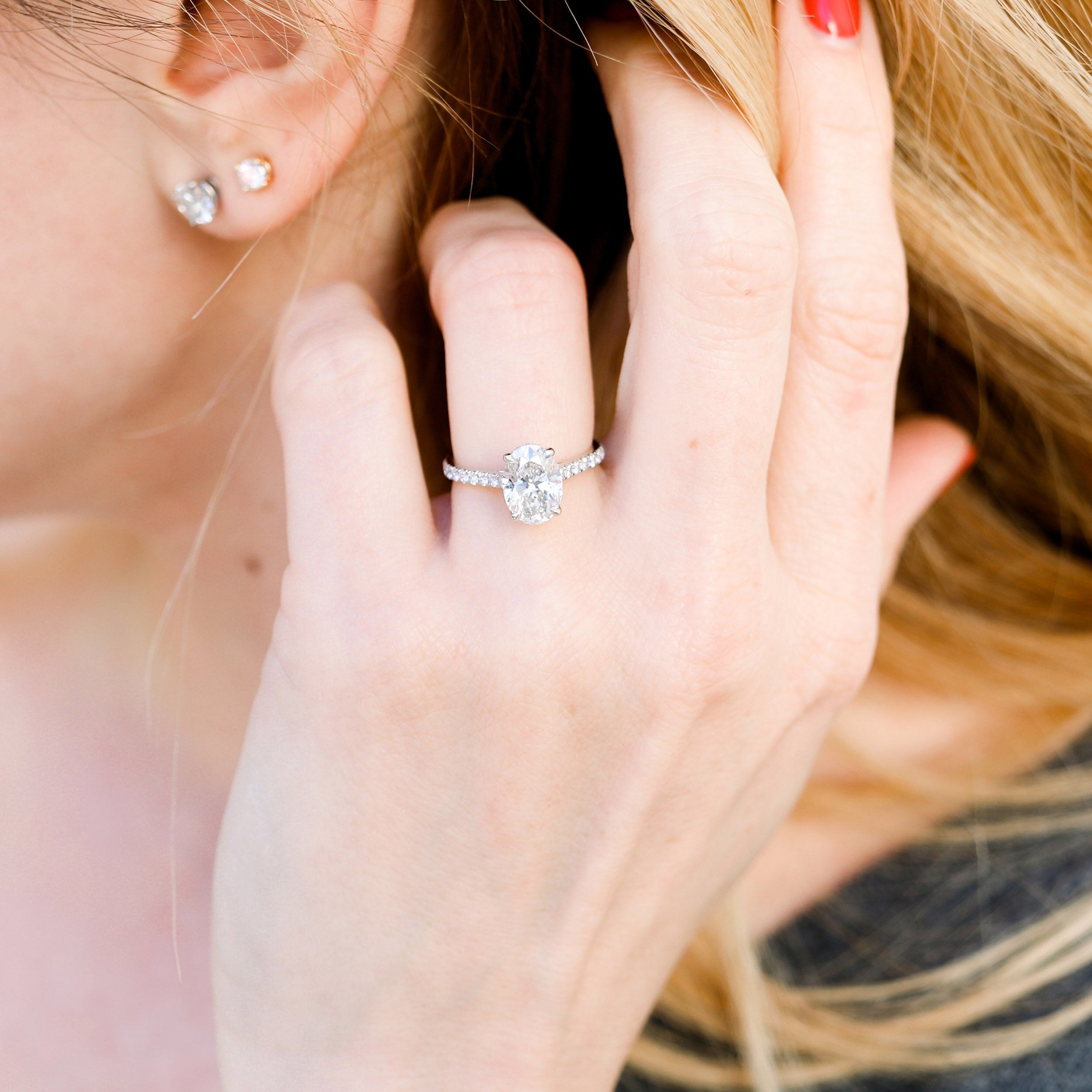 Pave Band Engagement Ring