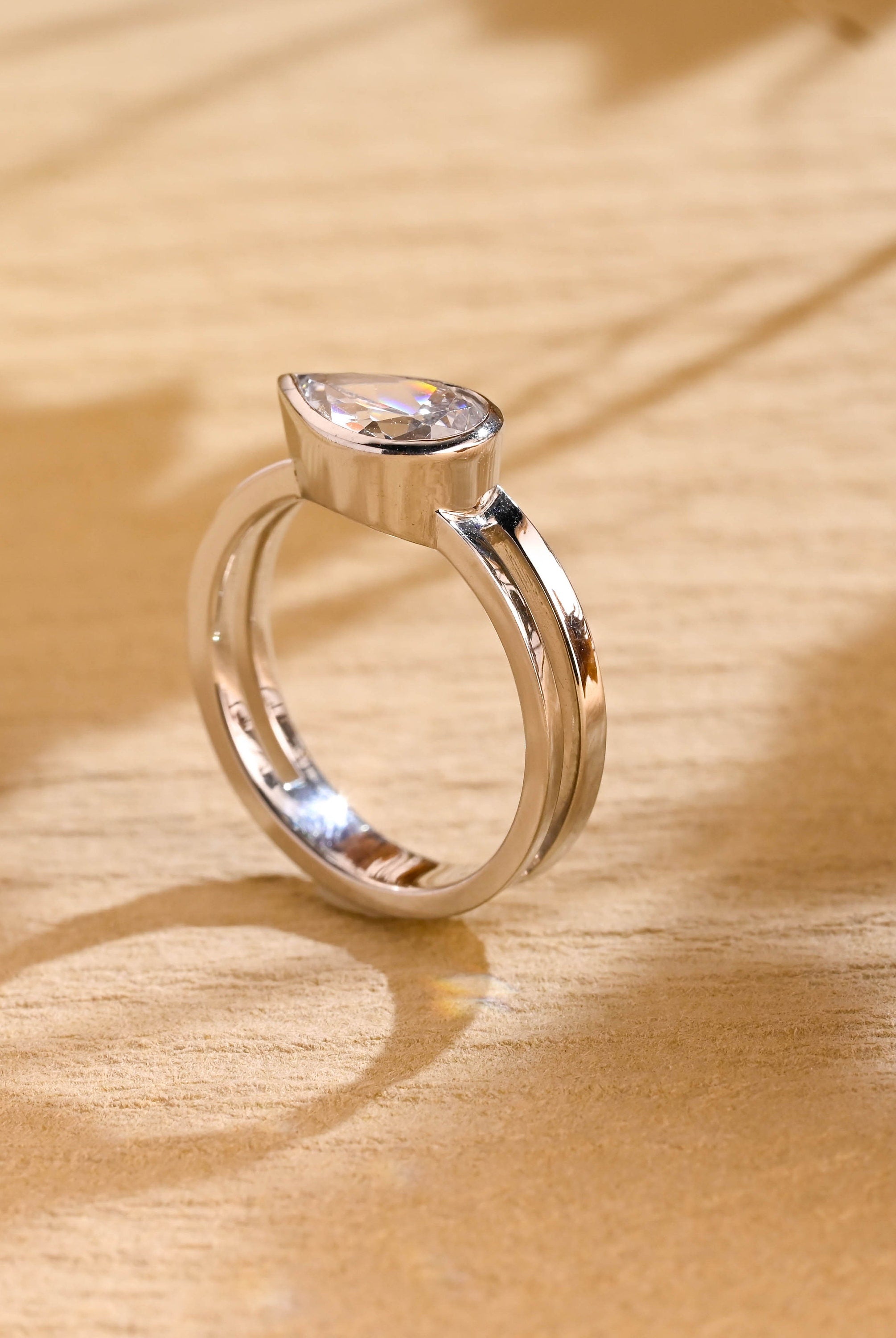 fine jewelry east west pear moissanite ring