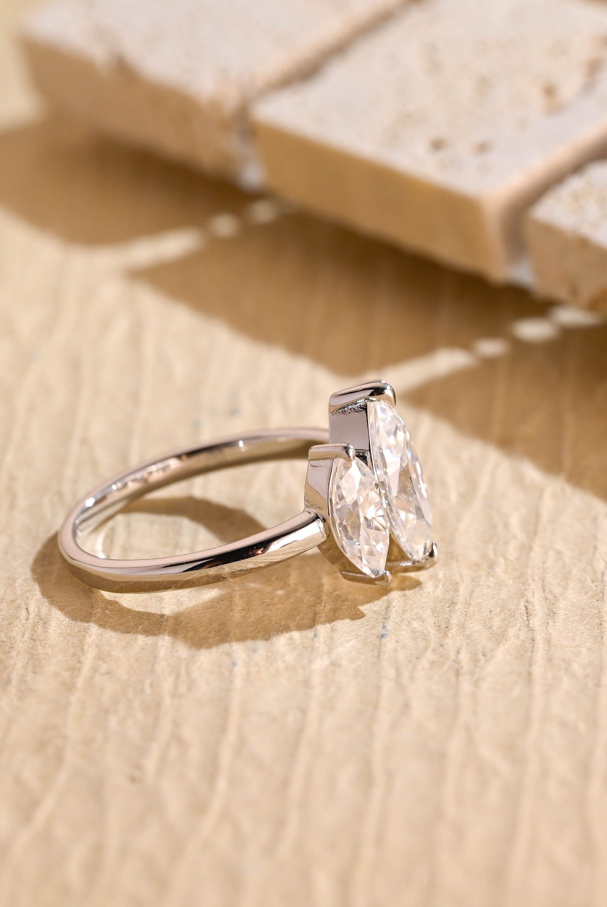 Diamond Three Stone Moissanite Ring