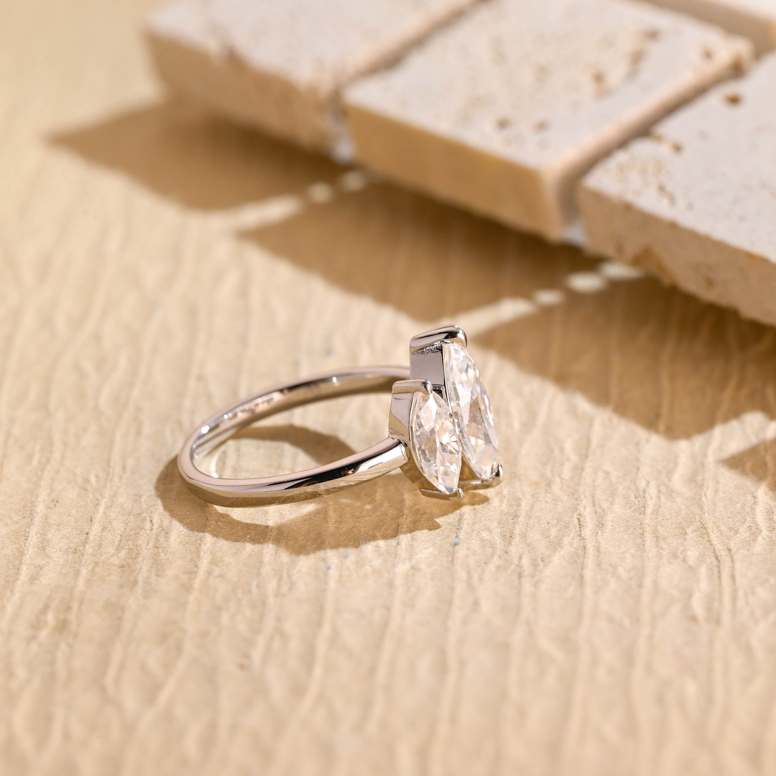 Diamond Three Stone Moissanite Ring