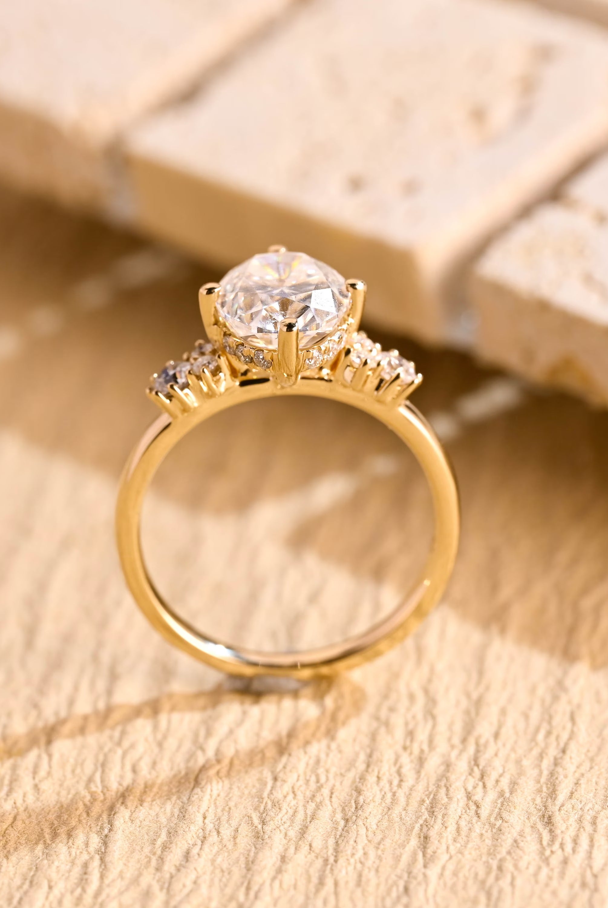 Buy Oval Cut Hidden Halo Diamond Moissanite Ring