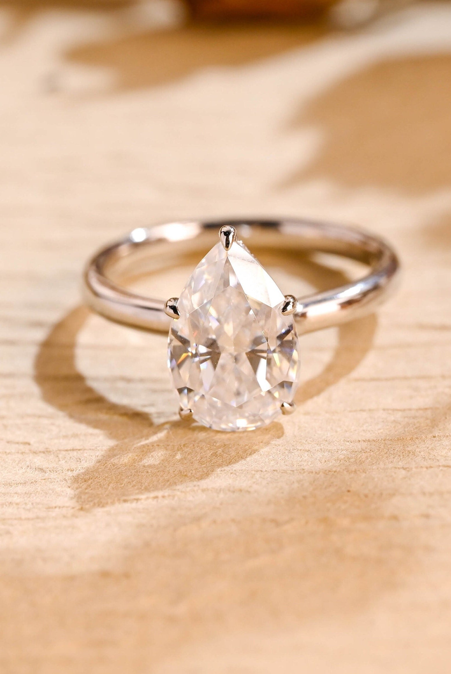 premium pear hidden halo diamond alternative ring
