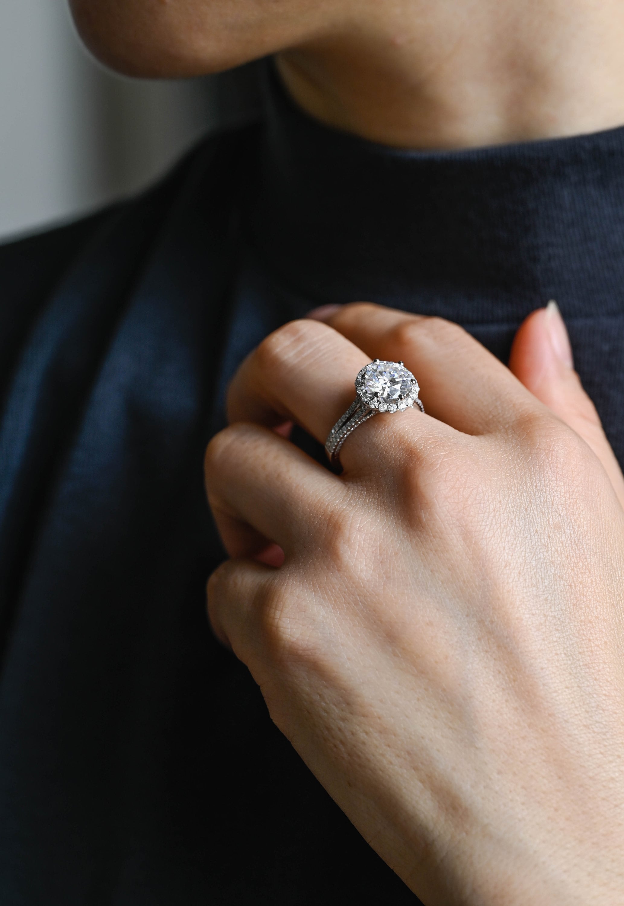 White Gold Split Shank Halo Ring