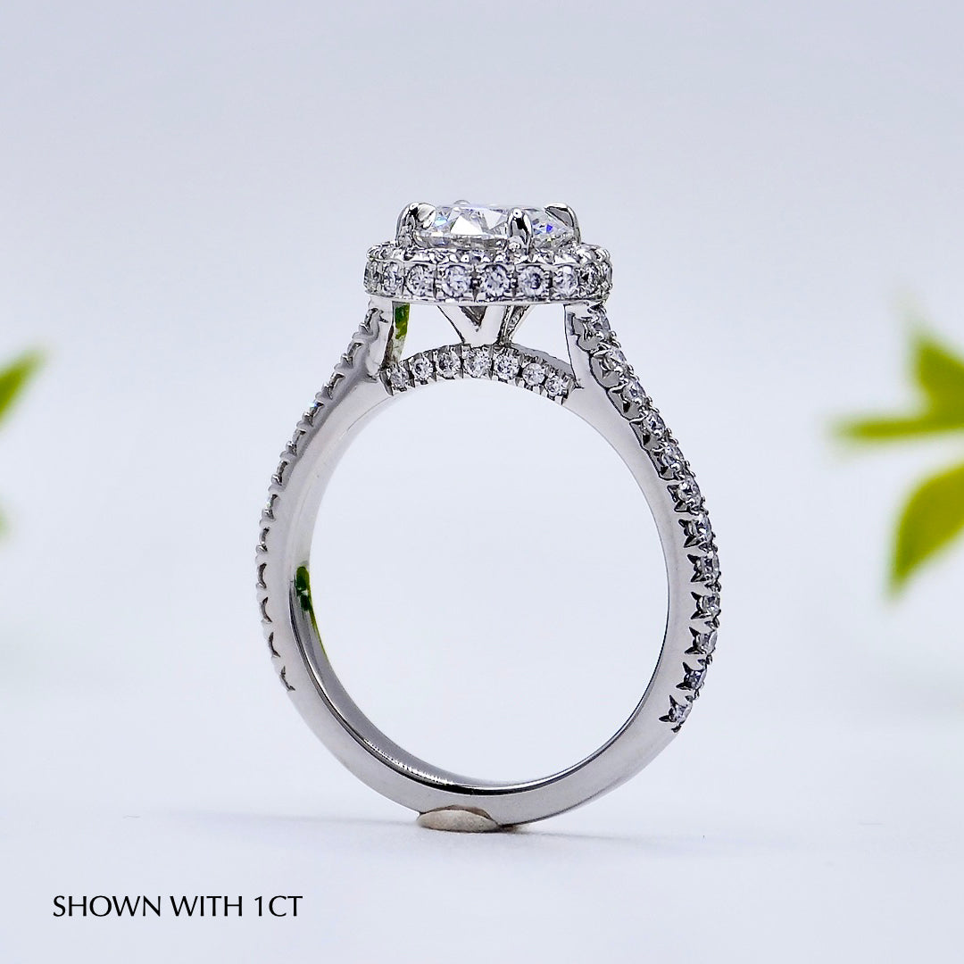 Round Cut Diamond Halo Moissanite Engagement Ring For Women