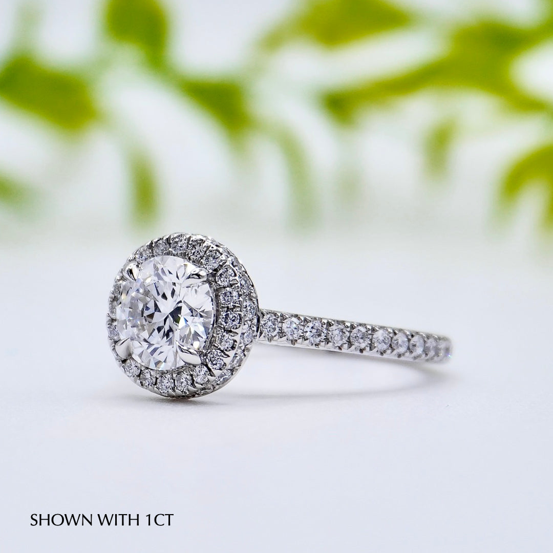 Round Cut Diamond Halo Moissanite Engagement Ring For Women