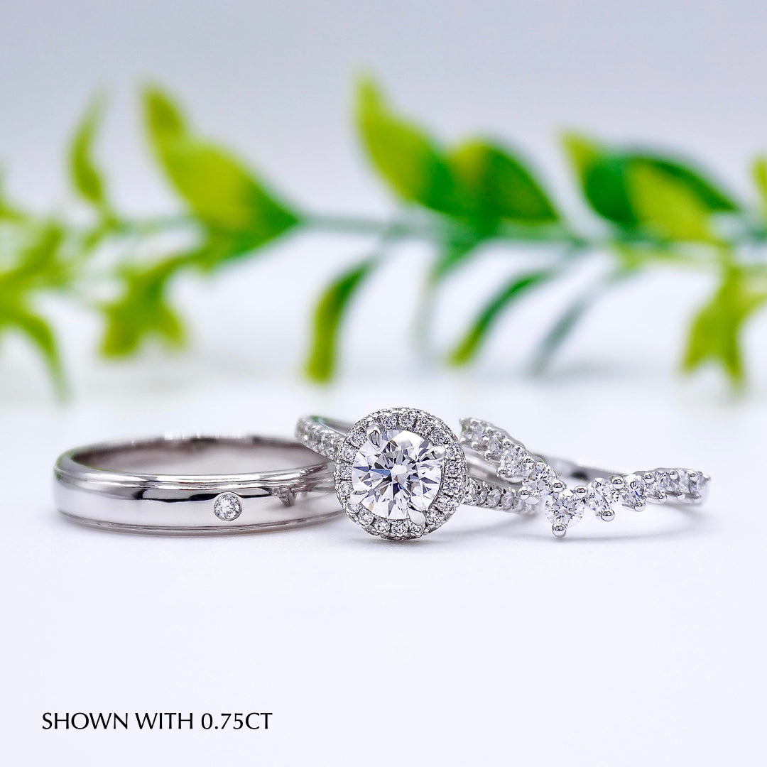 Round Cut Diamond Halo Moissanite Engagement Ring For Women