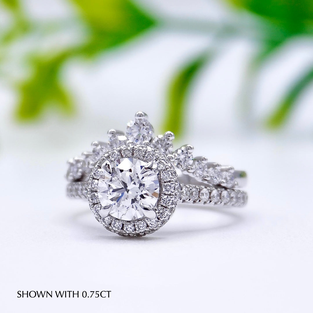 Round Cut Diamond Halo Moissanite Engagement Ring For Women