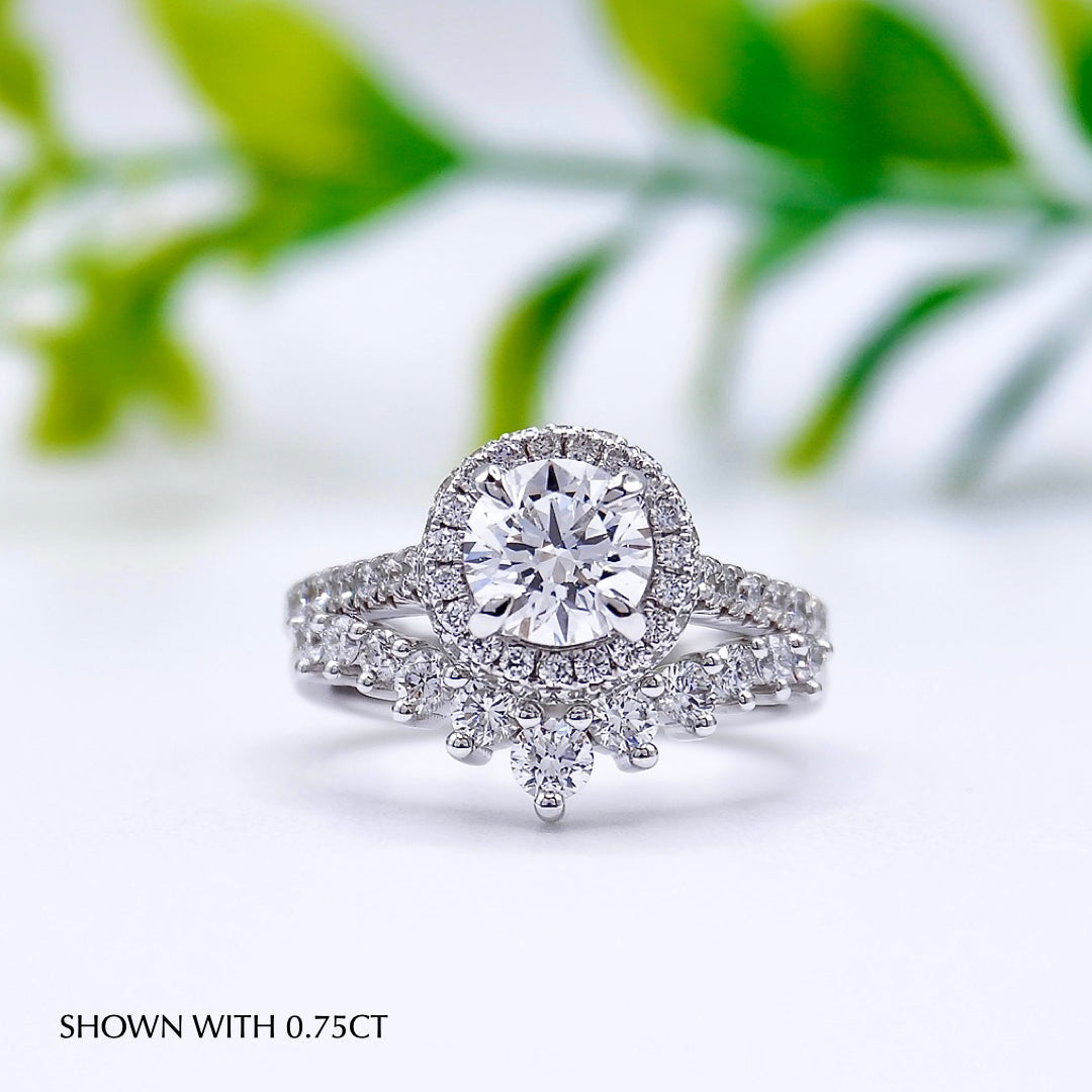 Round Cut Diamond Halo Moissanite Engagement Ring For Women