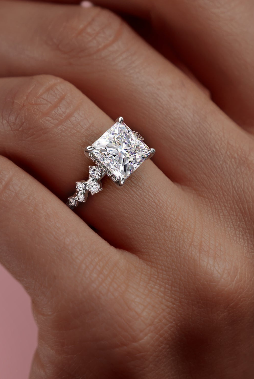 princess-cut-cluster-moissanite-engagement-ring-2