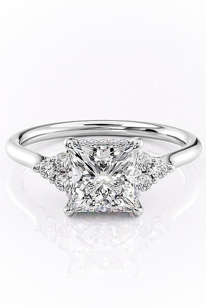 princess-cut-cluster-moissanite-engagement-ring