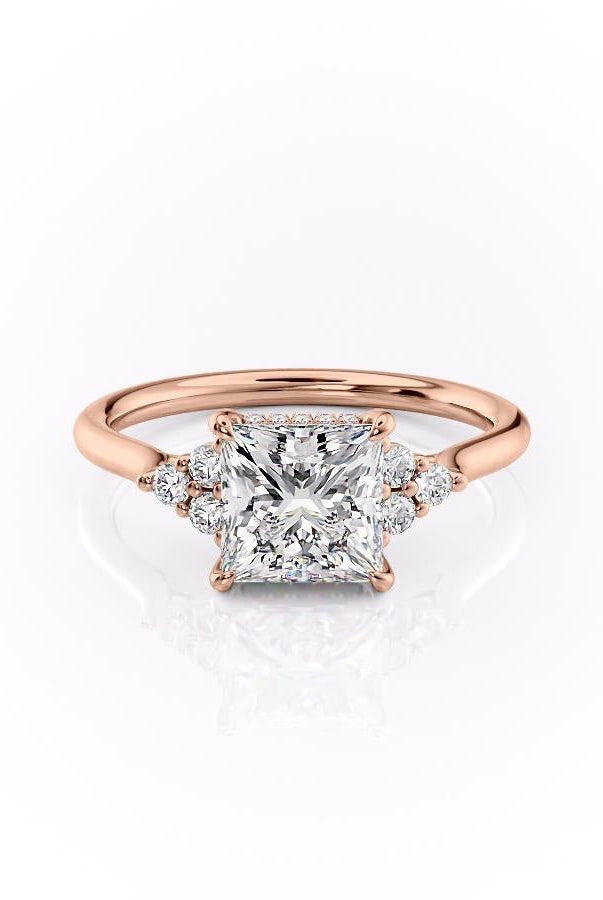 princess-cut-cluster-moissanite-engagement-ring