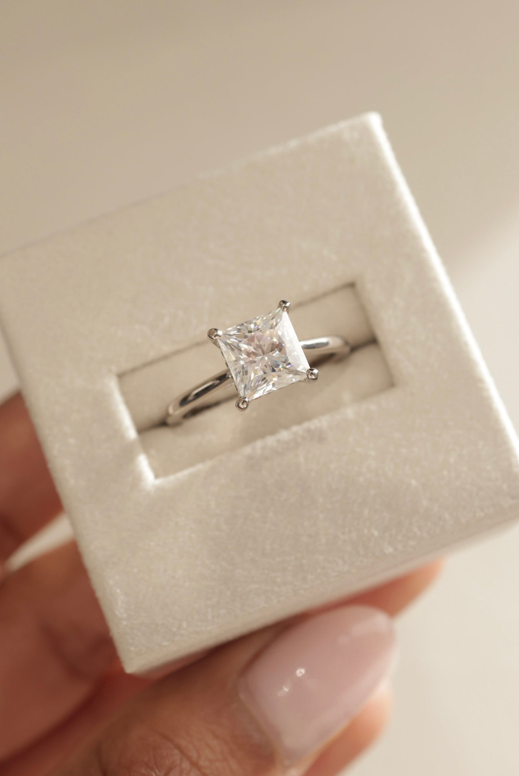 Moissanite Hidden Halo Engagement Ring