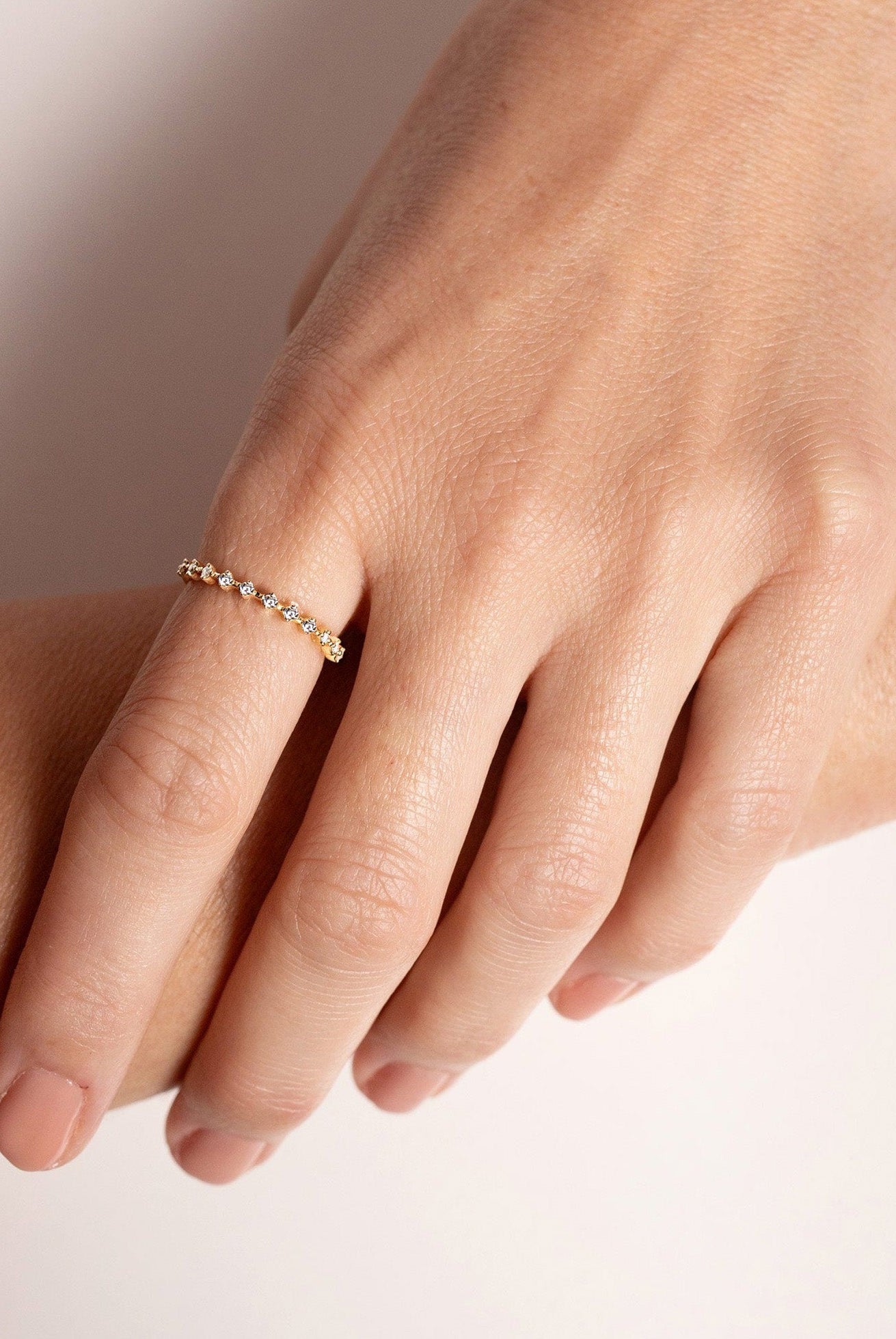 1.0mm Round Cut Moissanite Petite Diamond Wedding Band