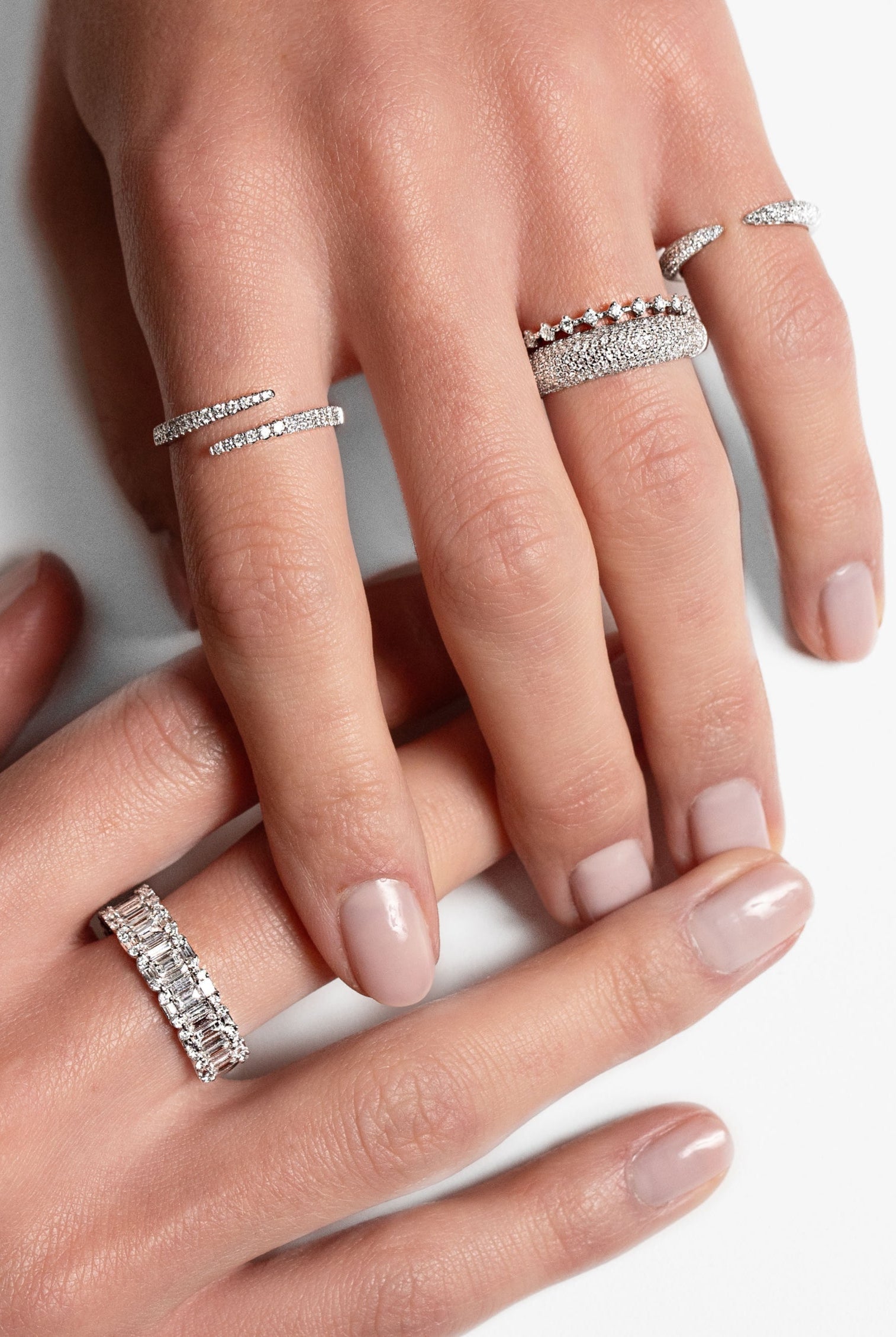 1.70mm Round Cut Moissanite Open Diamond Wrap Wedding Band
