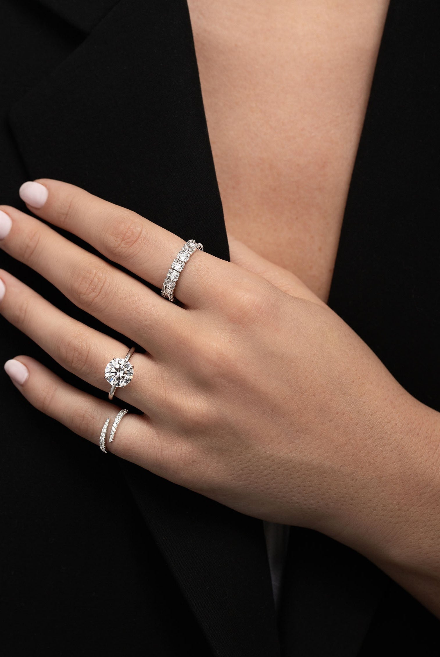 1.70mm Round Cut Moissanite Open Diamond Wrap Wedding Band