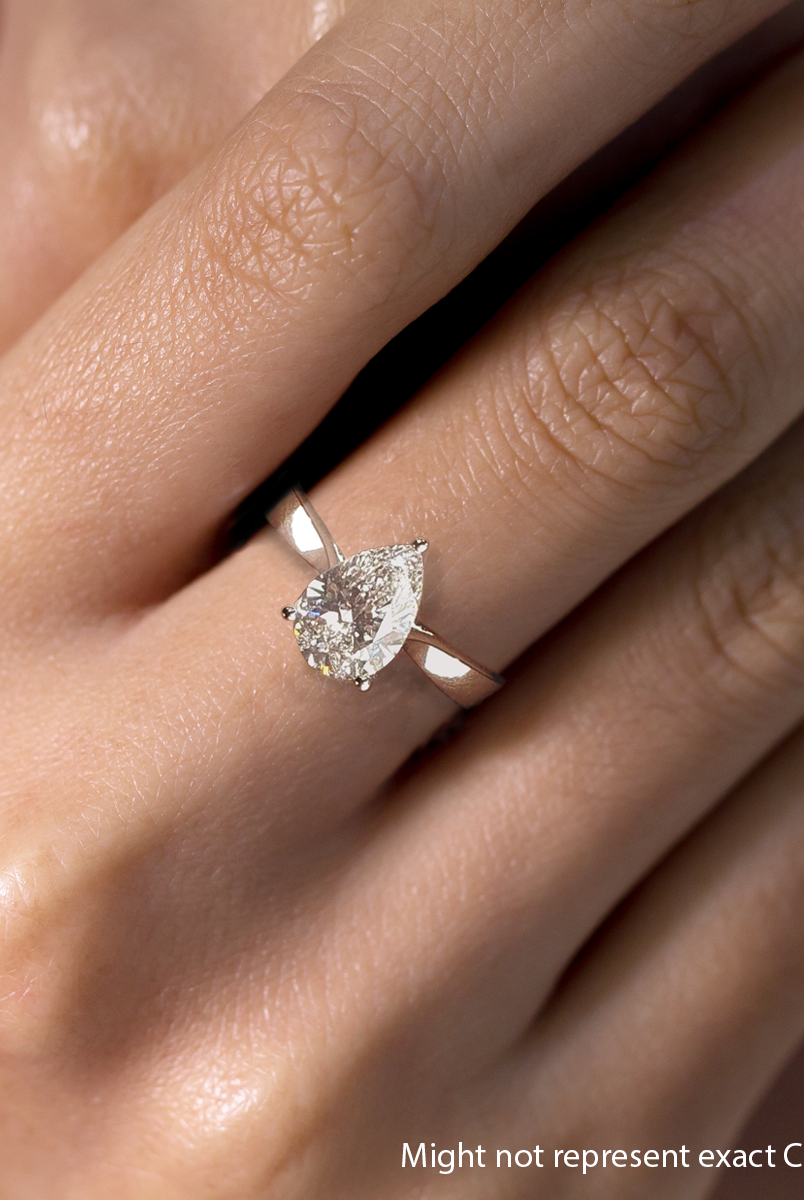 Pear Cut Moissanite Solitaire Diamond Engagement Ring For Women
