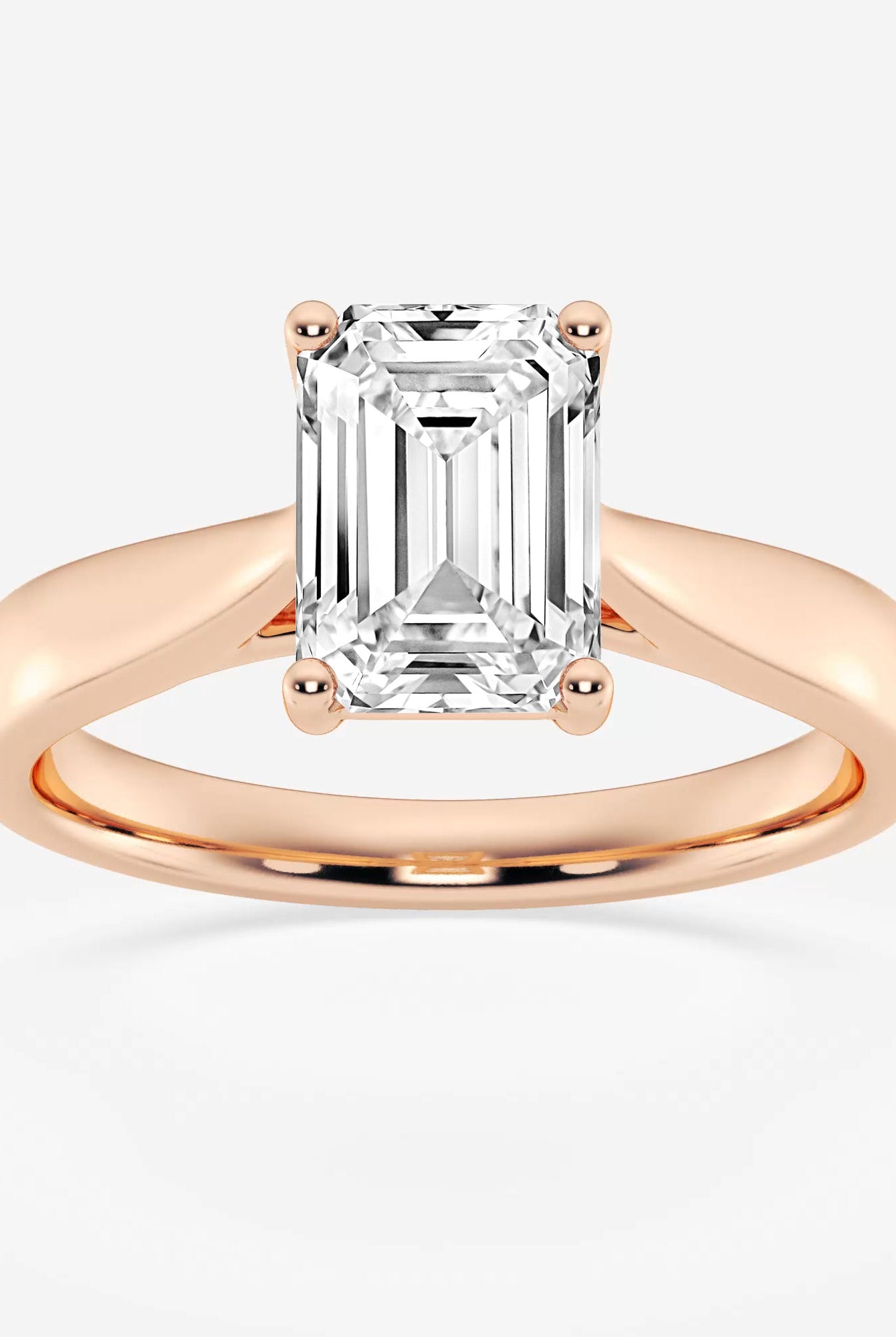 Emerald Cut Diamond Solitaire Moissanite Engagement Ring For Women