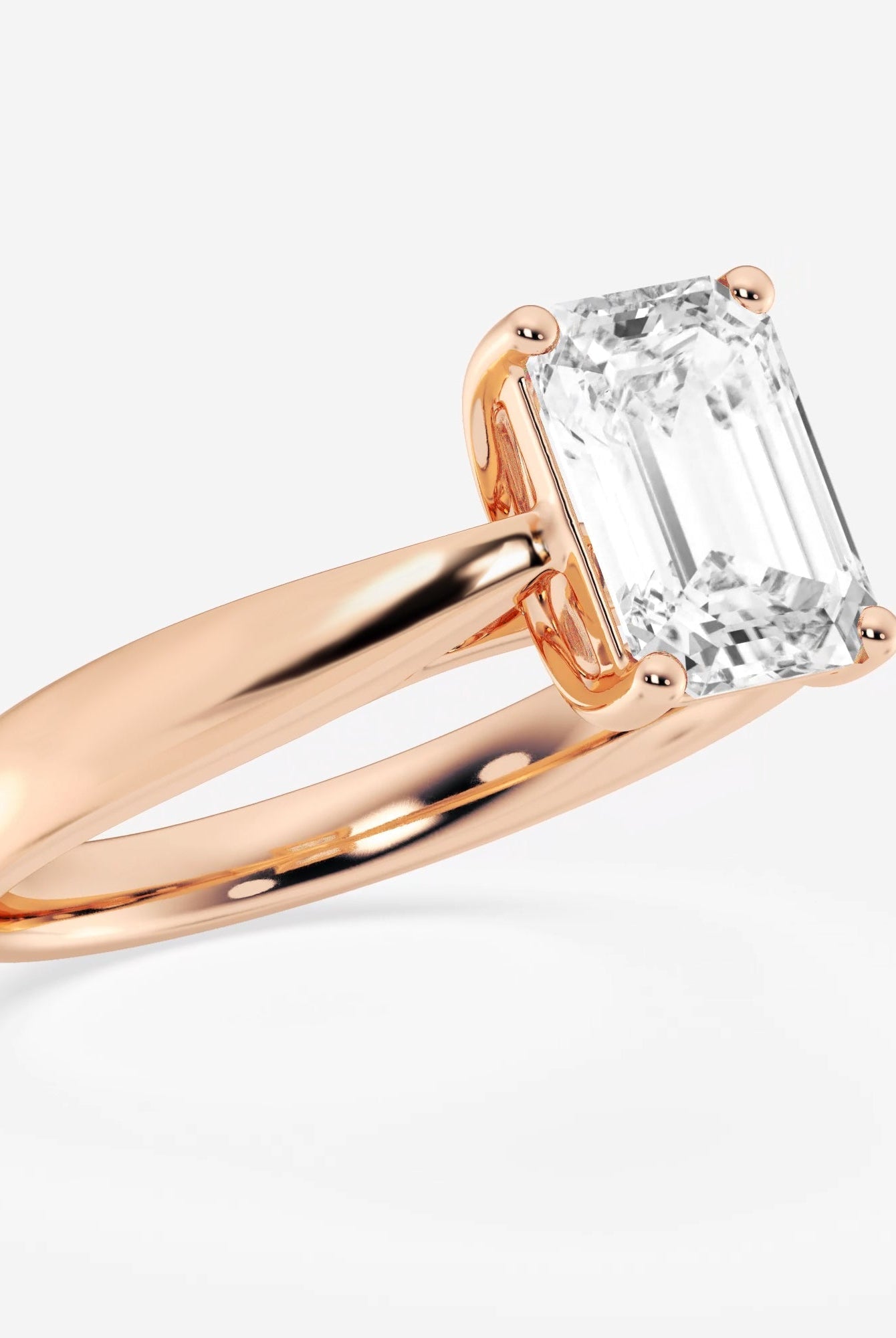 Emerald Cut Diamond Solitaire Moissanite Engagement Ring For Women