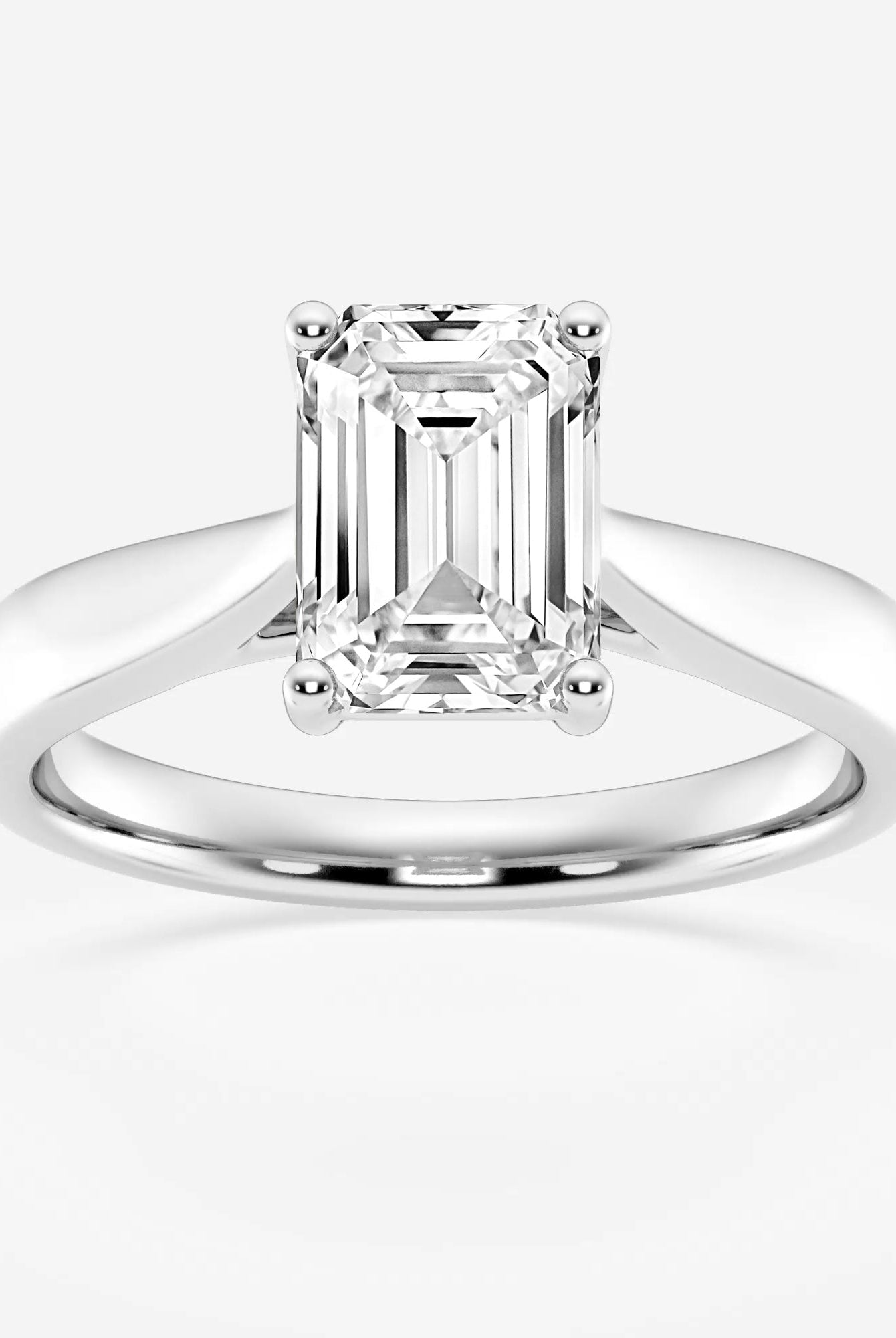 Emerald Cut Diamond Solitaire Moissanite Engagement Ring For Women