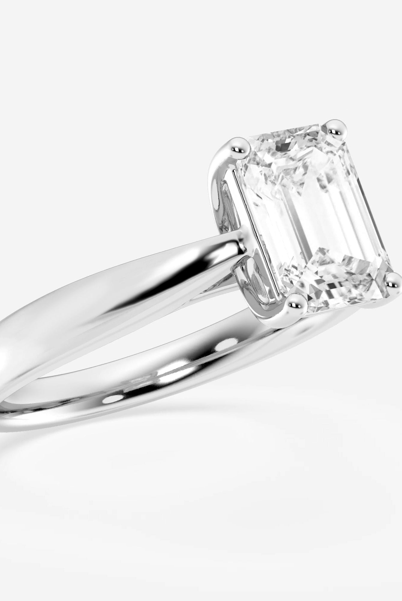 Emerald Cut Diamond Solitaire Moissanite Engagement Ring For Women