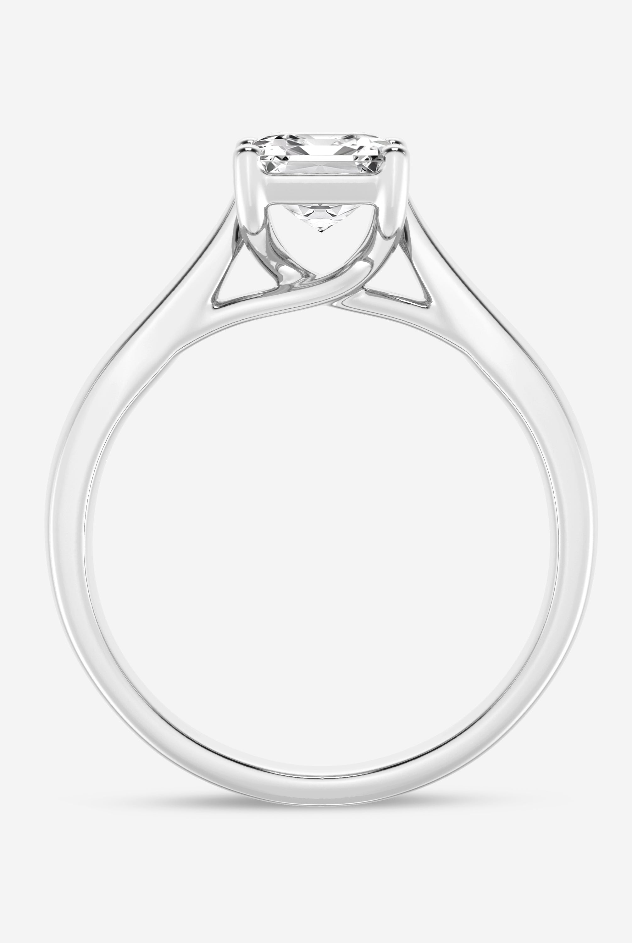 Emerald Cut Diamond Solitaire Moissanite Engagement Ring For Women