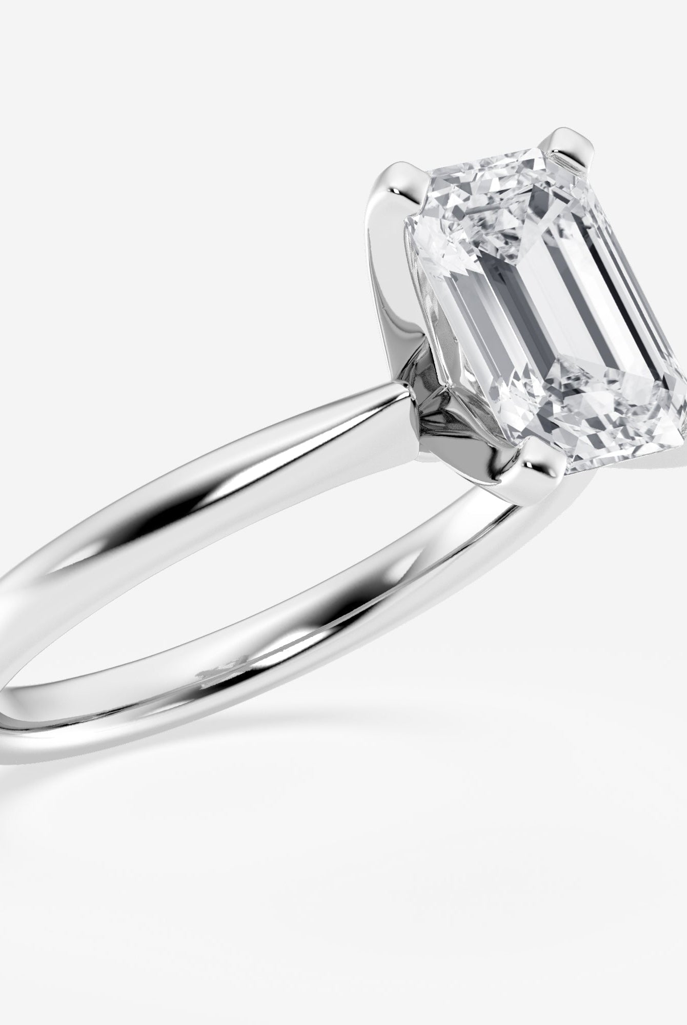 Emerald Cut Diamond Solitaire Moissanite Engagement Ring For Women