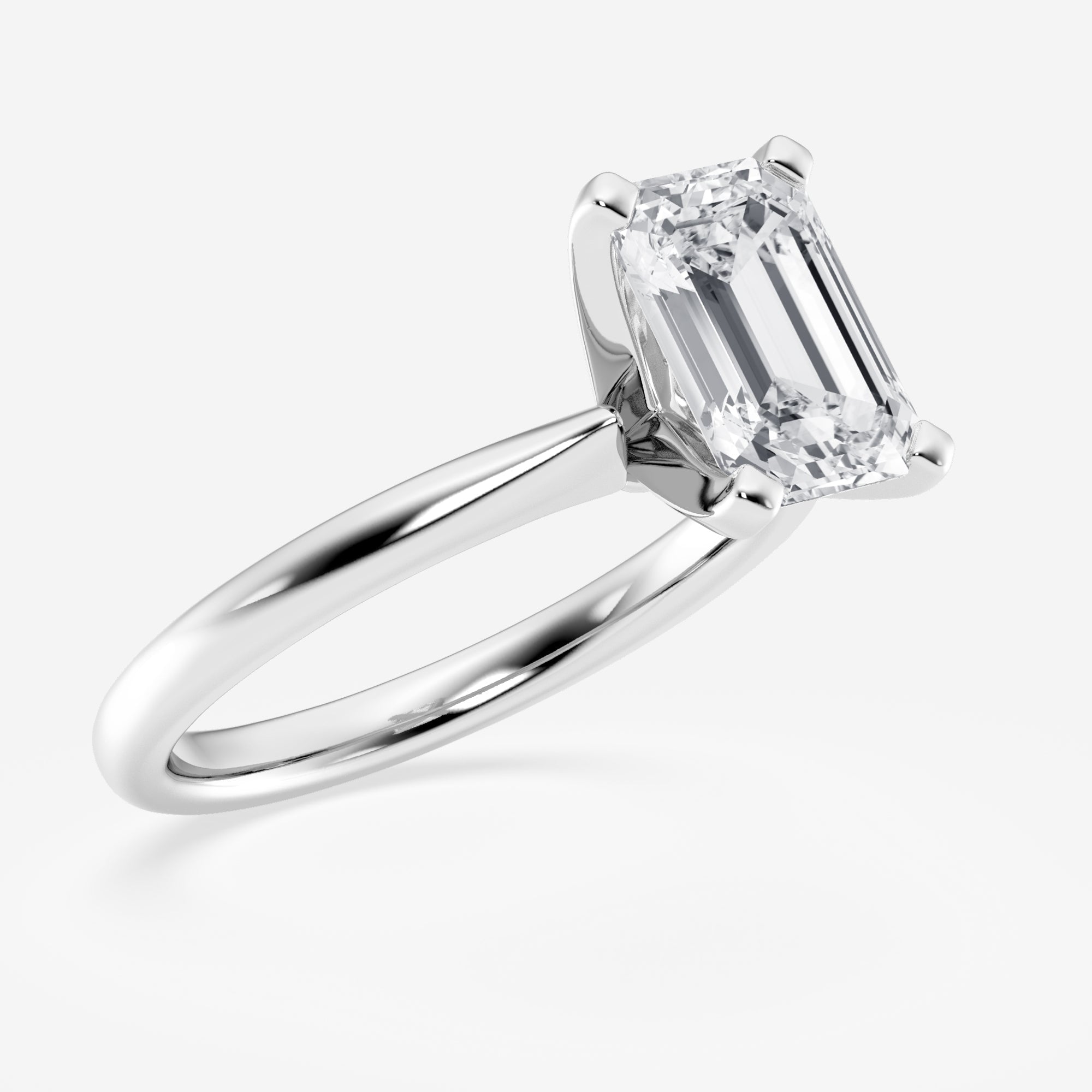Emerald Cut Diamond Solitaire Moissanite Engagement Ring For Women