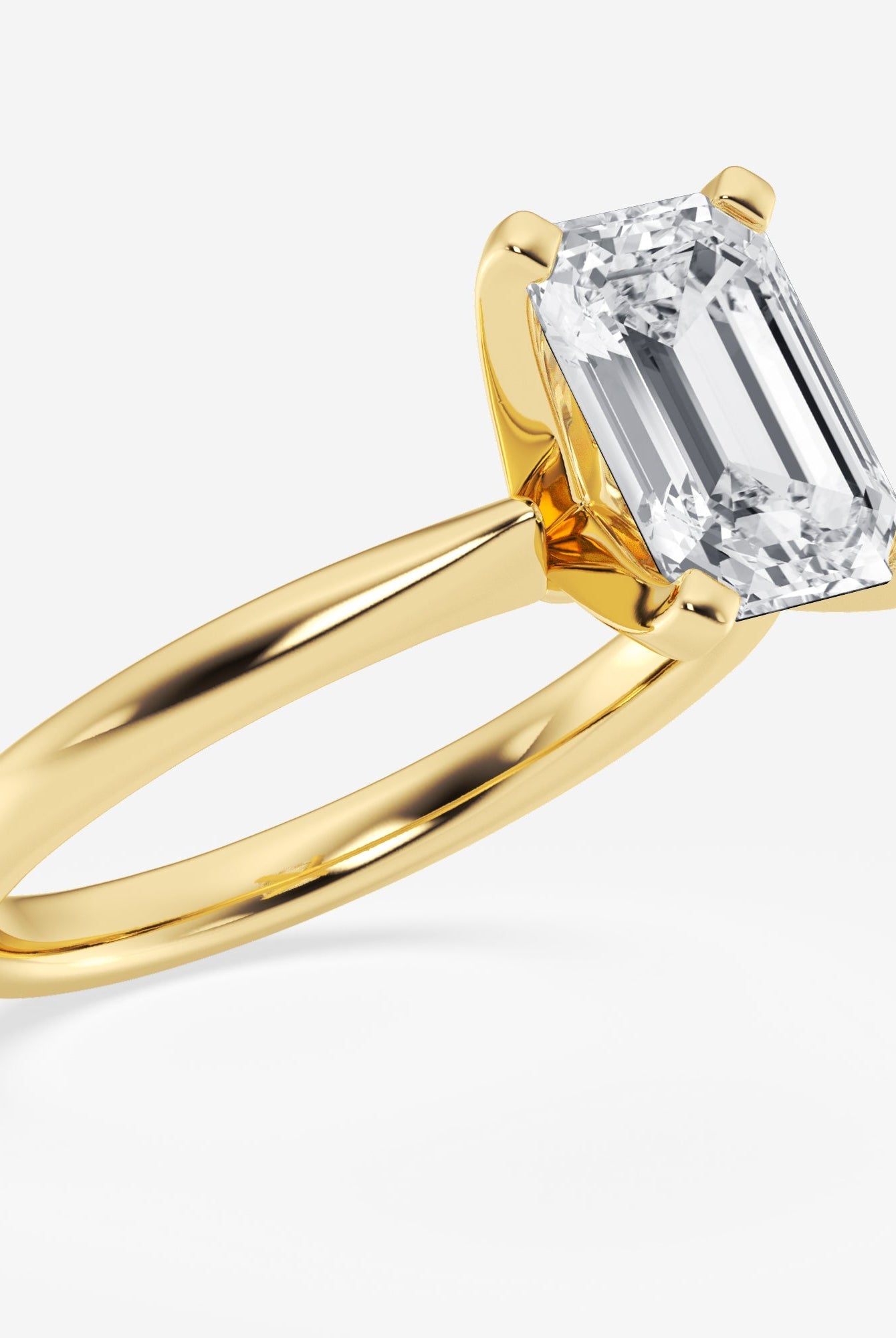 Emerald Cut Diamond Solitaire Moissanite Engagement Ring For Women