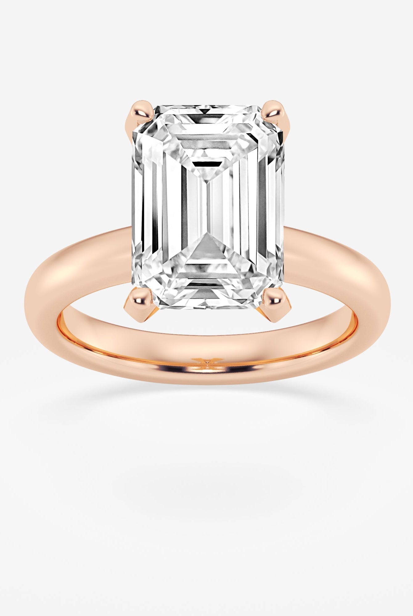 Emerald Cut Diamond Solitaire Moissanite Engagement Ring For Her
