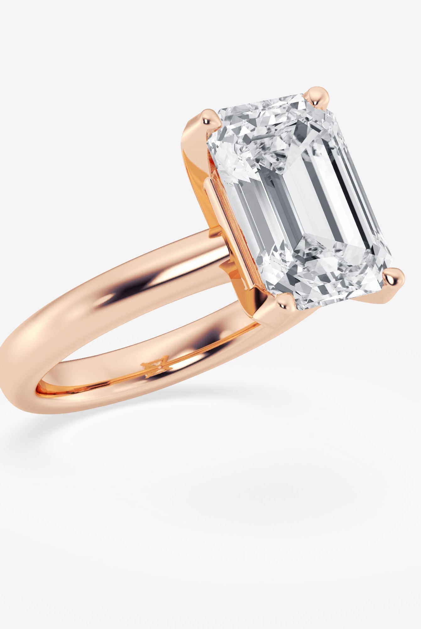 Emerald Cut Diamond Solitaire Moissanite Engagement Ring For Her