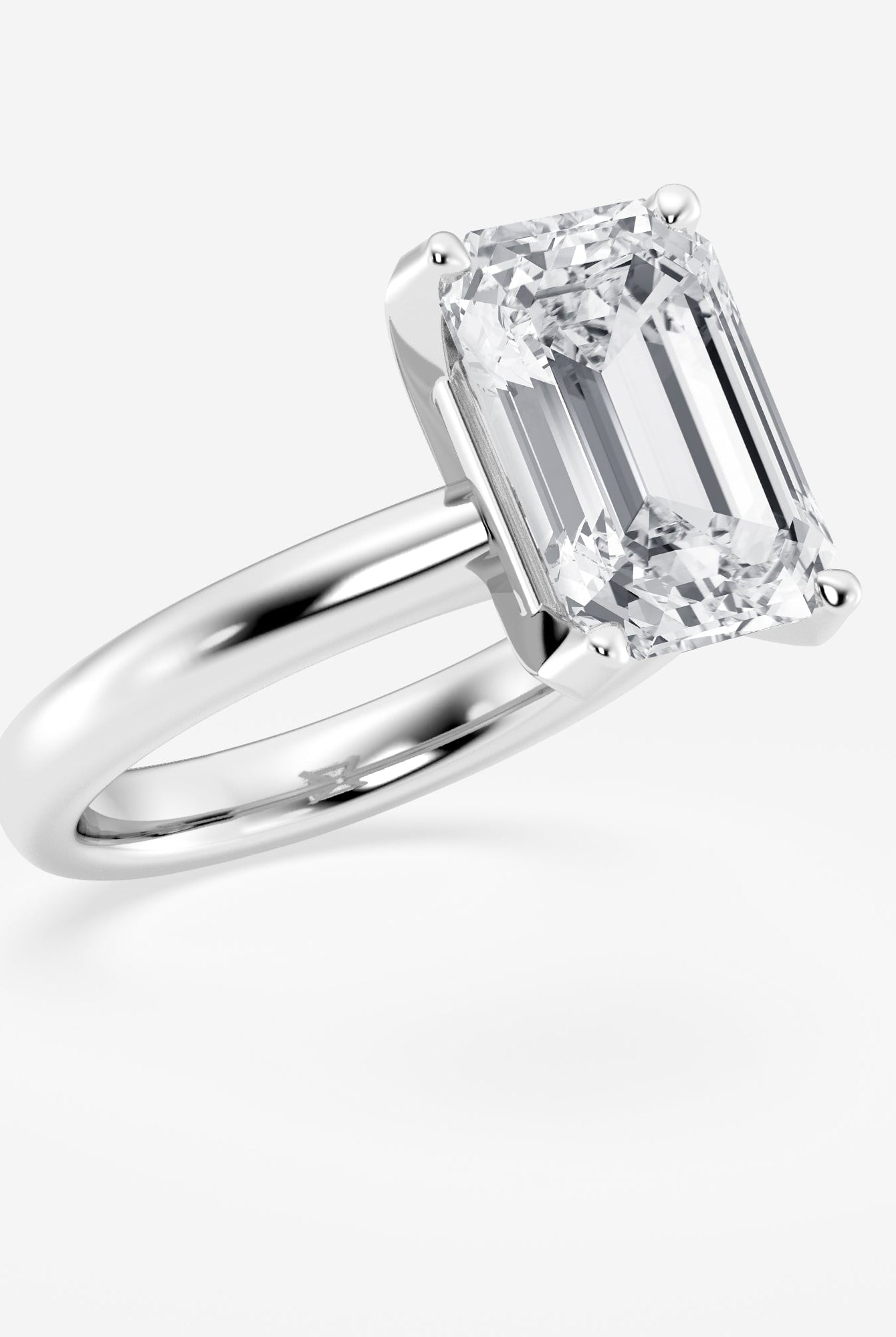 Emerald Cut Diamond Solitaire Moissanite Engagement Ring For Her