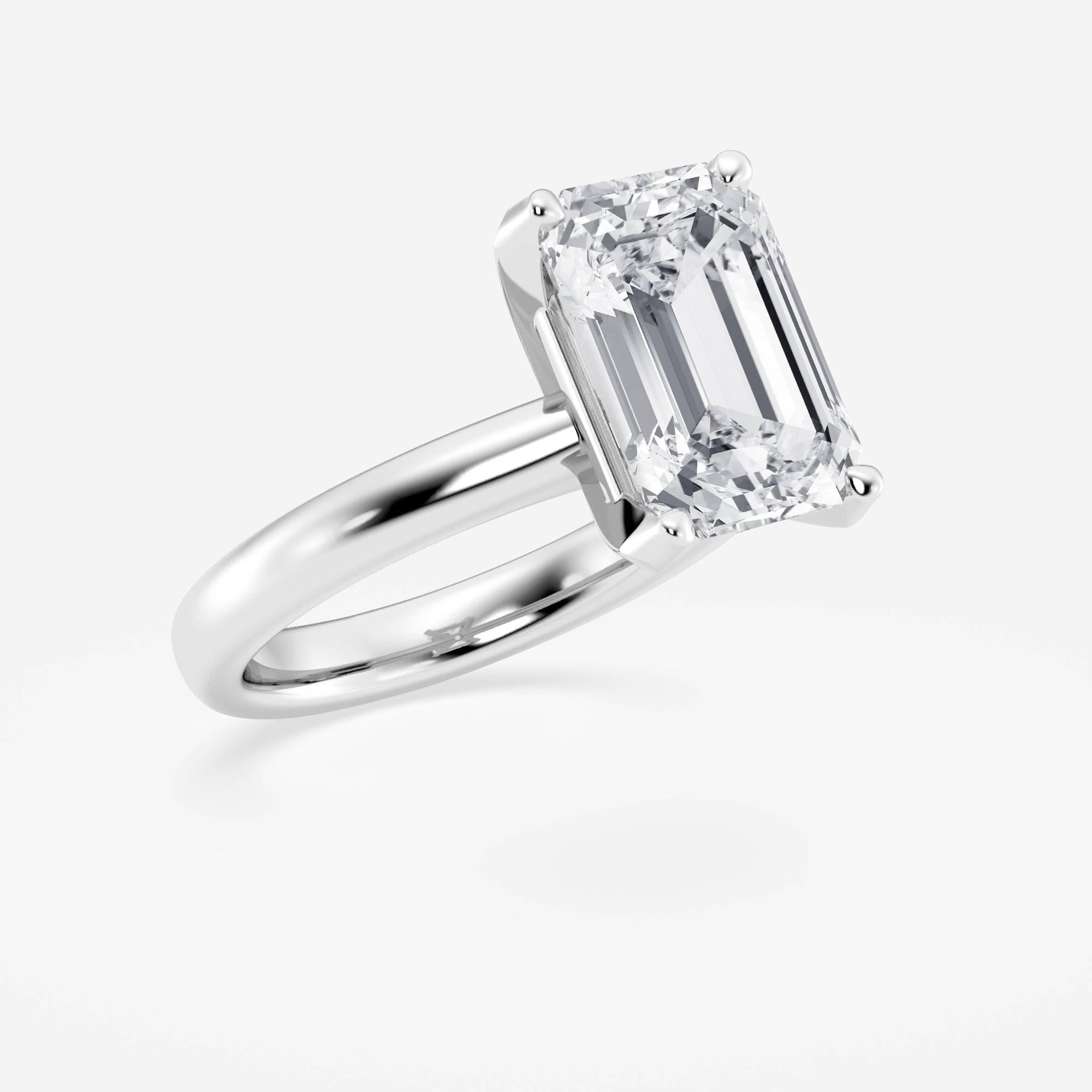 Emerald Cut Diamond Solitaire Moissanite Engagement Ring For Her