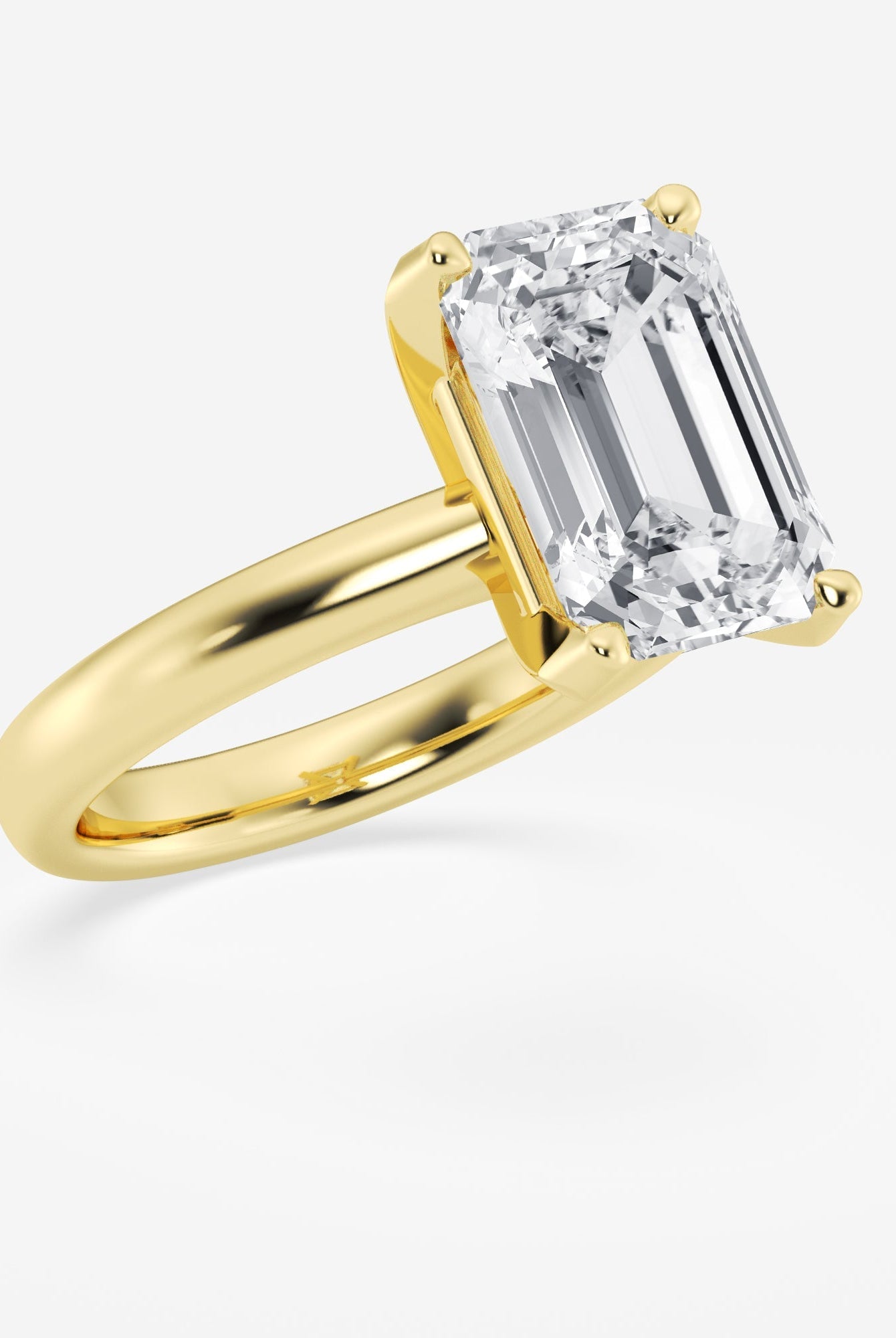 Emerald Cut Diamond Solitaire Moissanite Engagement Ring For Her