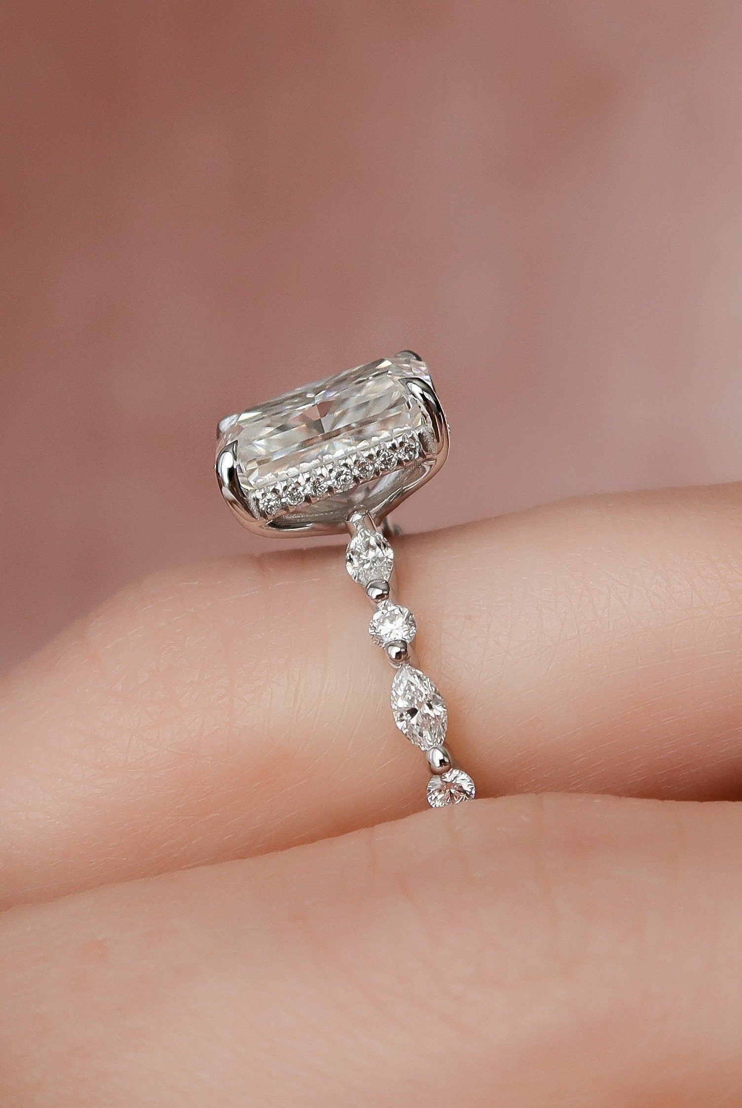 Pave Band Engagement Ring