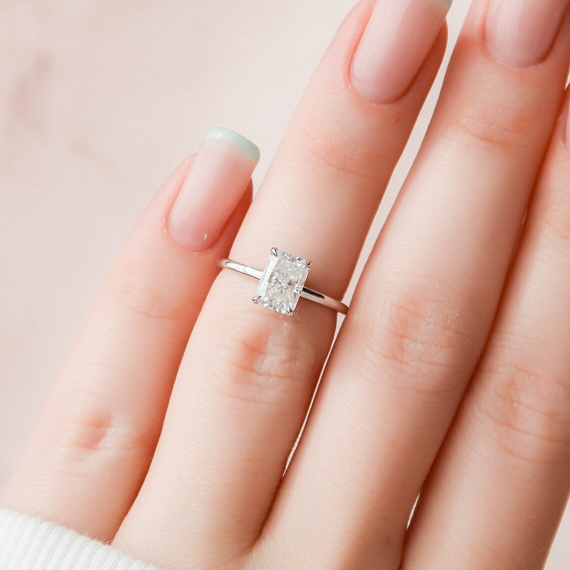Radiant Cut Moissanite Engagement Ring