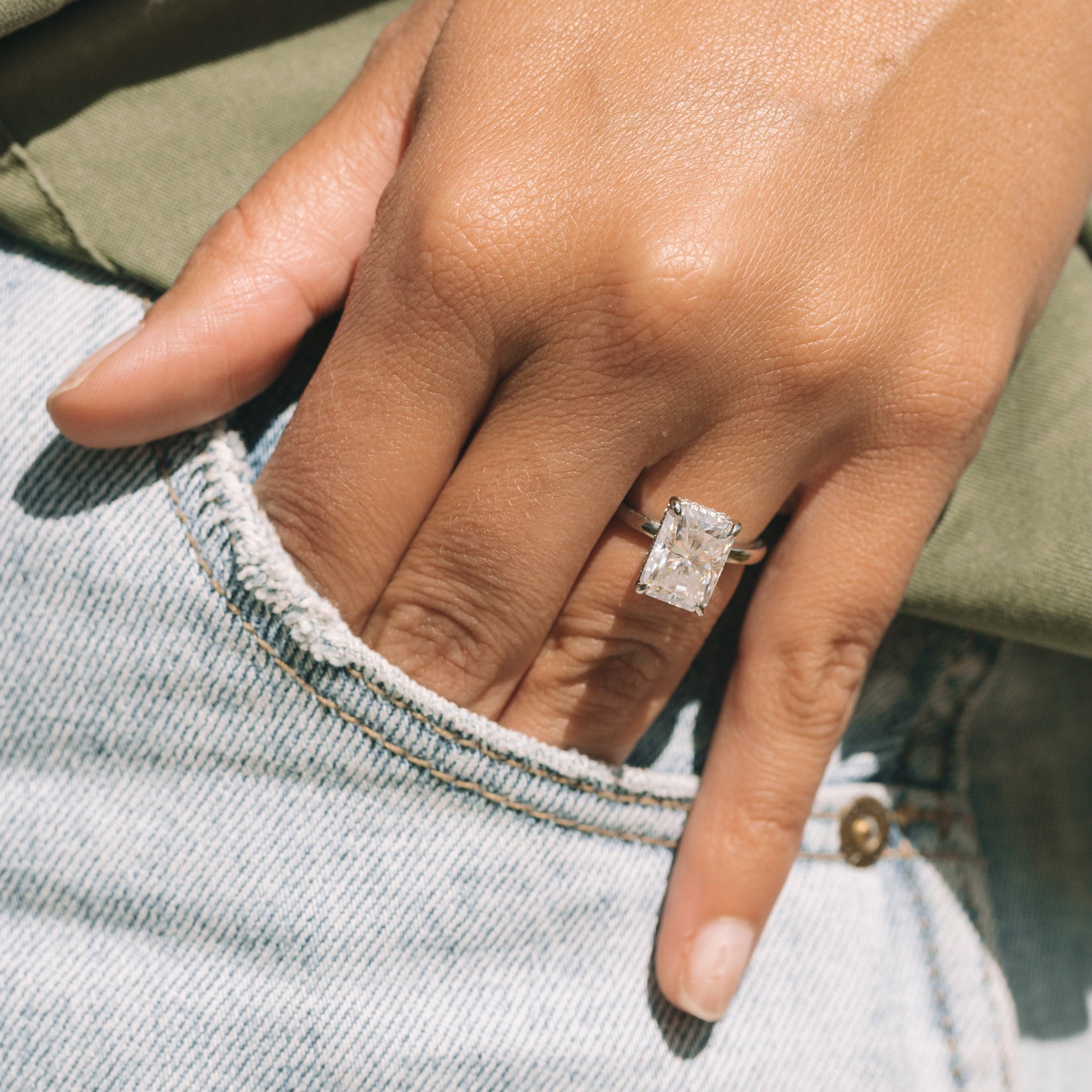Radiant Cut Moissanite Engagement Ring