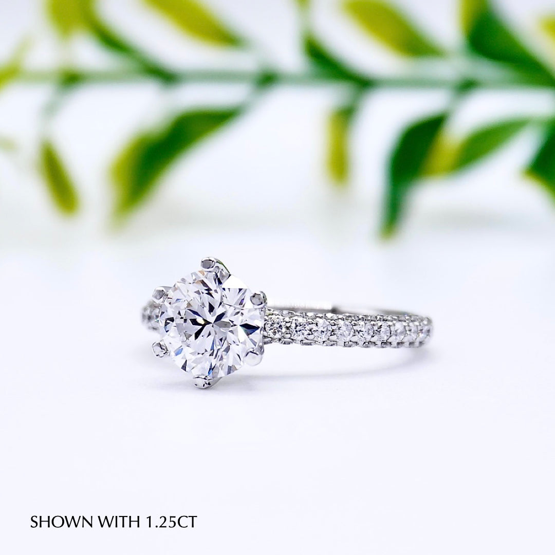 Round Cut Moissanite Pave Diamond Engagement Ring For Women