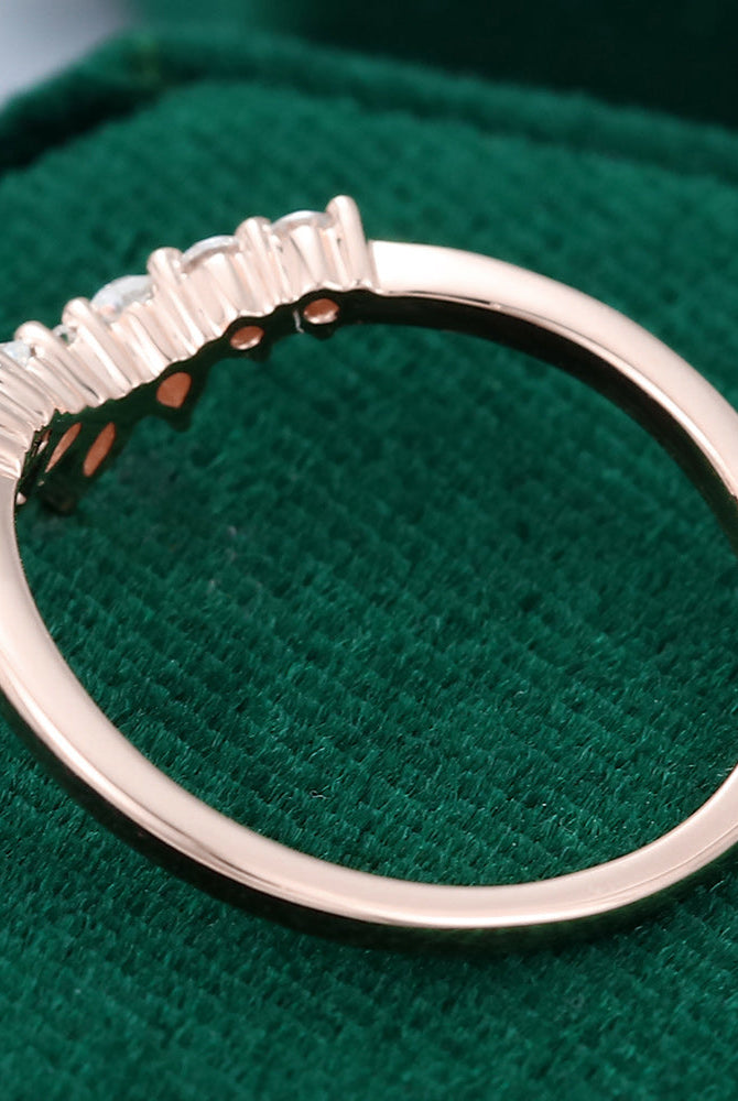 round-moissanite-curved-wedding-band