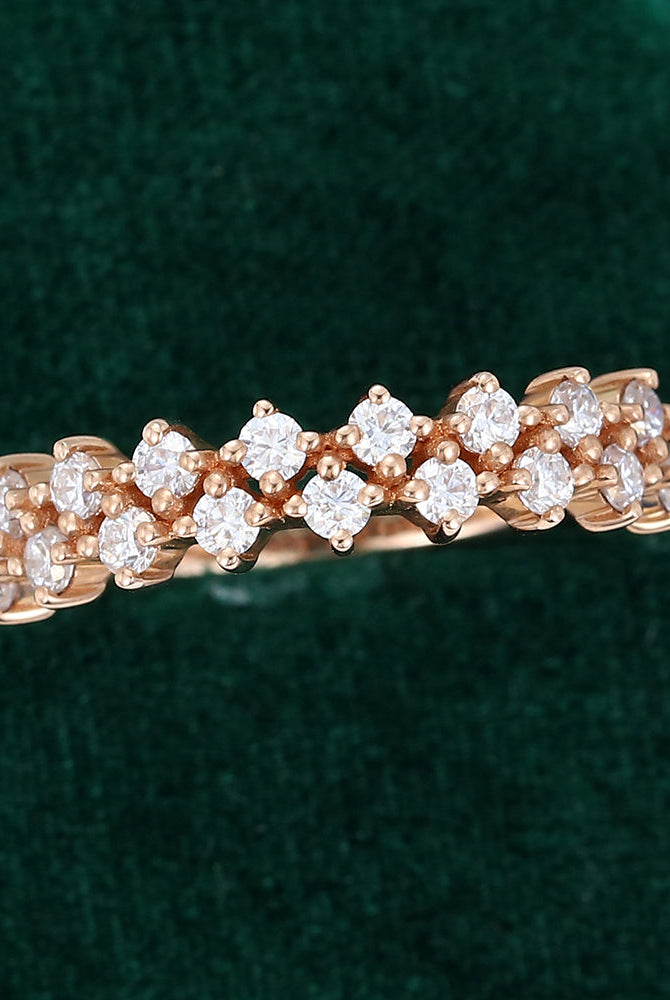 round-moissanite-double-setting-band-wedding-band