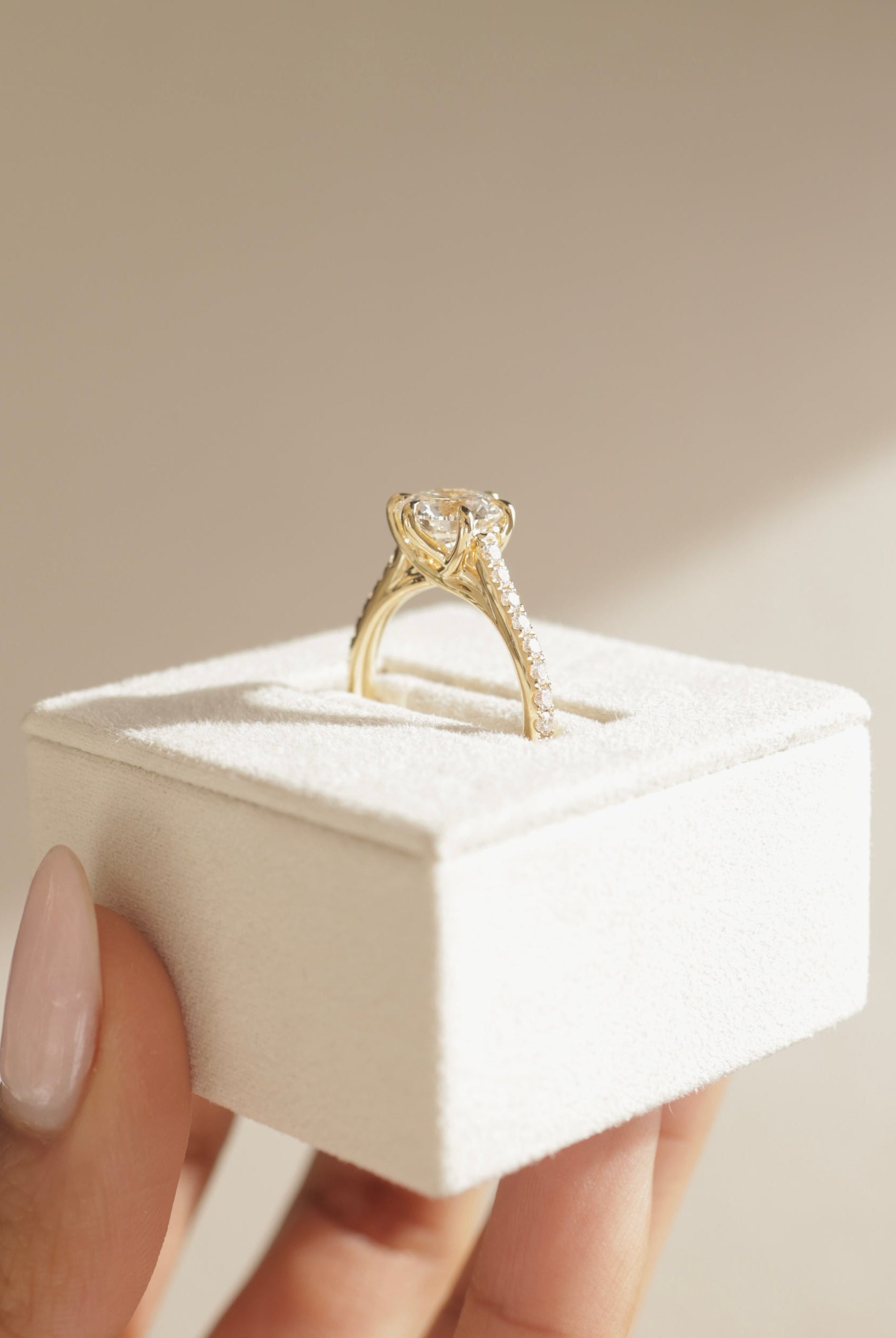 Pave Setting Moissanite Engagement Ring