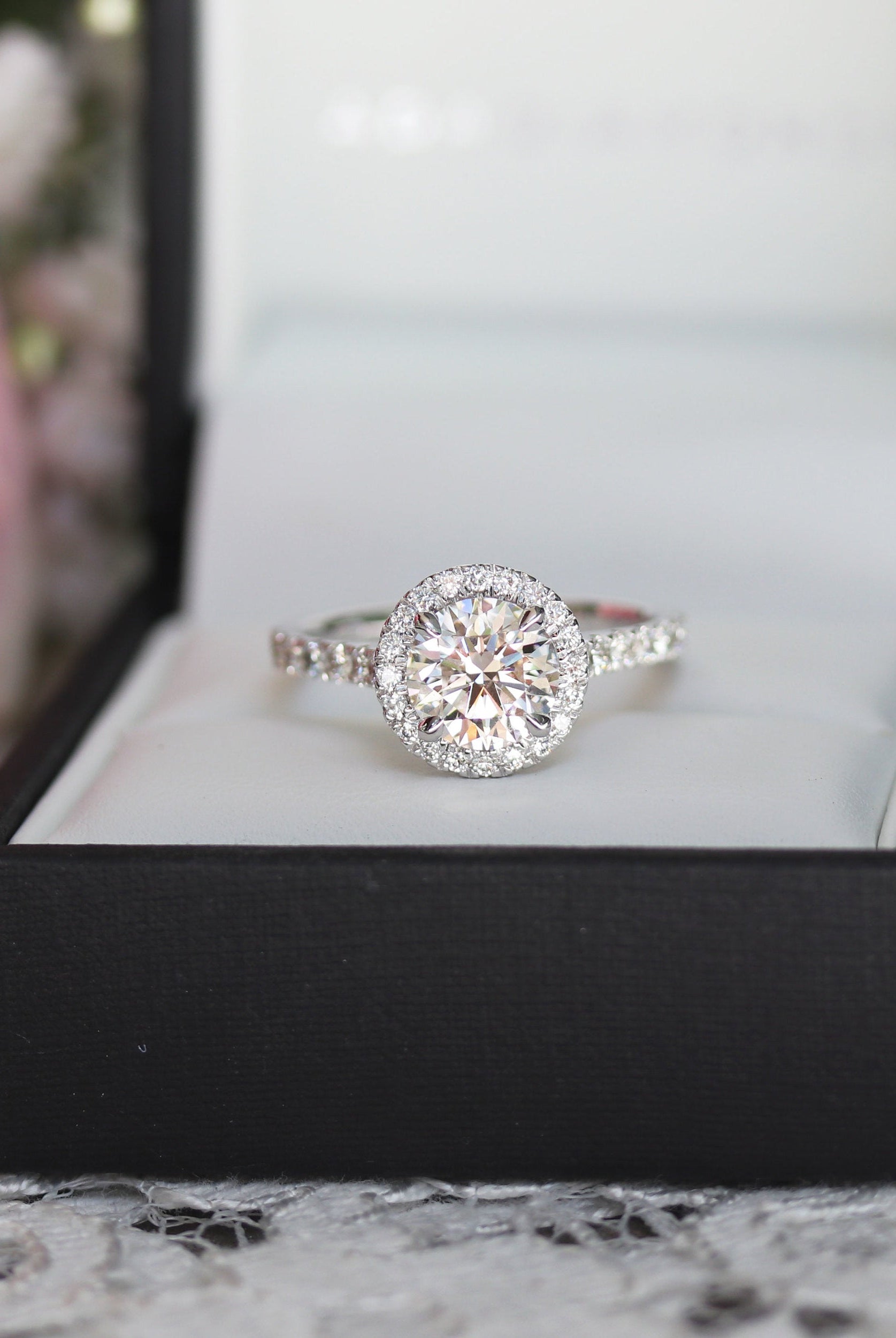 Round Moissanite Halo Ring