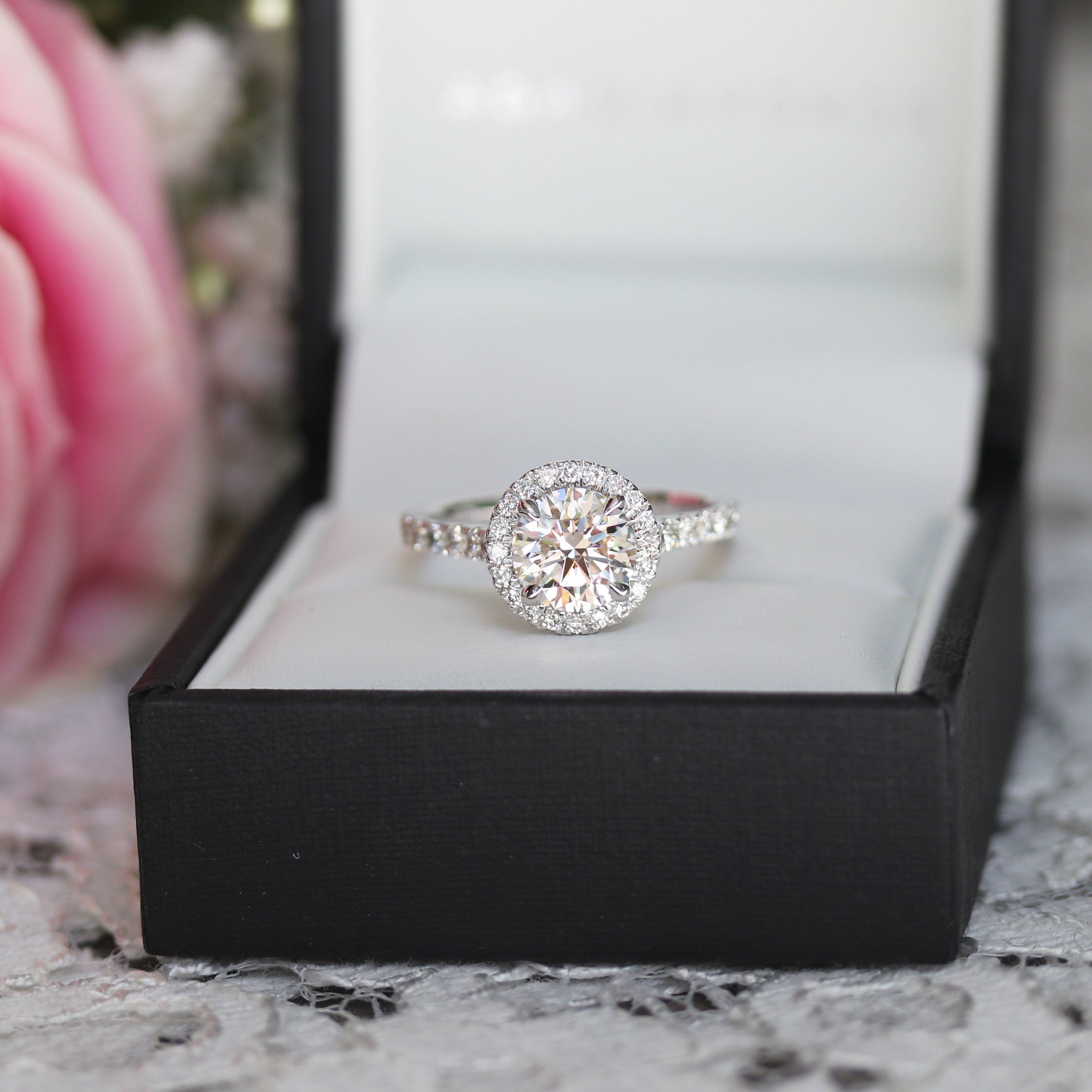 Round Moissanite Halo Ring
