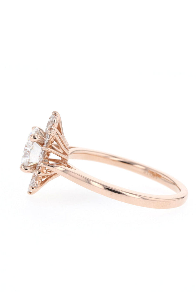 Round Floral Moissanite Ring