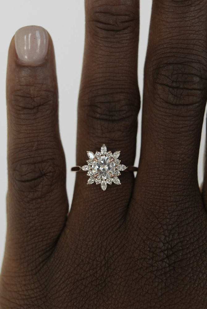 Cluster Engagement Ring in Solid Gold
