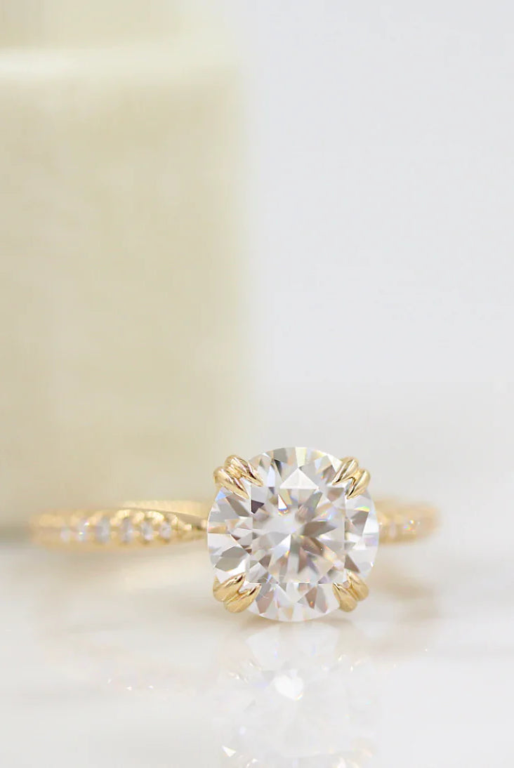 Double Claw Prong Engagement Ring