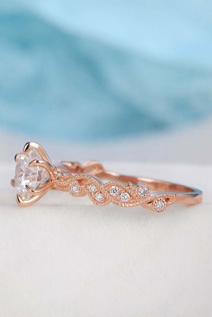 Vine Leaf Moissanite Ring