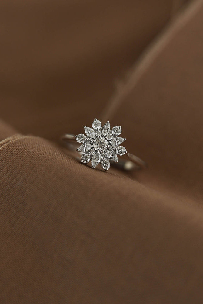 Solitaire Cluster Engagement Ring