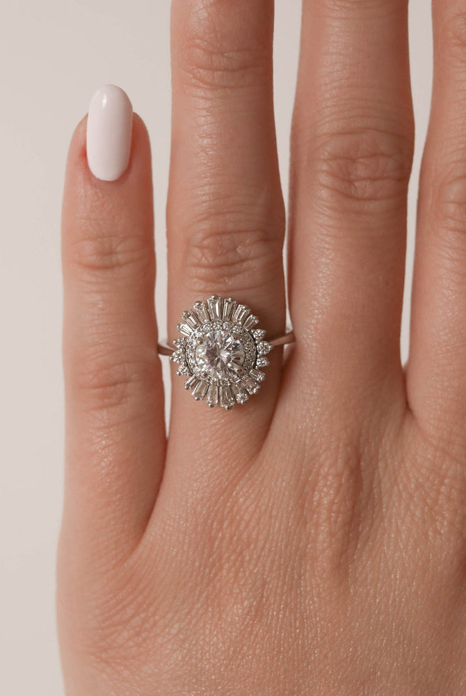 Cluster Moissanite Engagement Ring