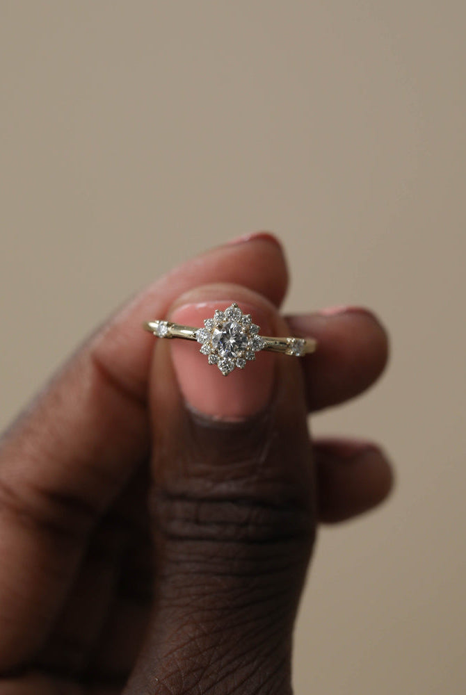 Round Halo Moissanite Ring